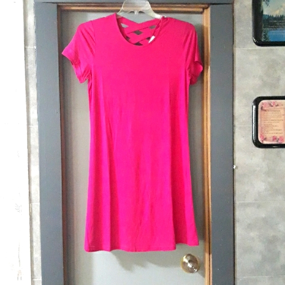 Lattice back pink dress sz SP (6-8) raspberry - Picture 1 of 16